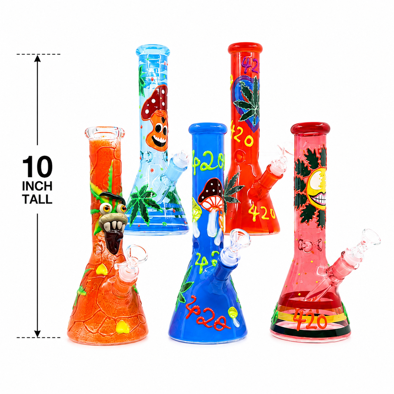 10 INCH GLOW IN DARK 3D BEAKER BONG
