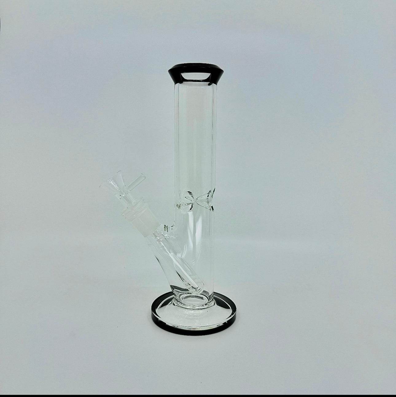 Crystal clear 9 inch Straight Water Bong With Color Mouth And Base - WP238 - RK Quality Glass