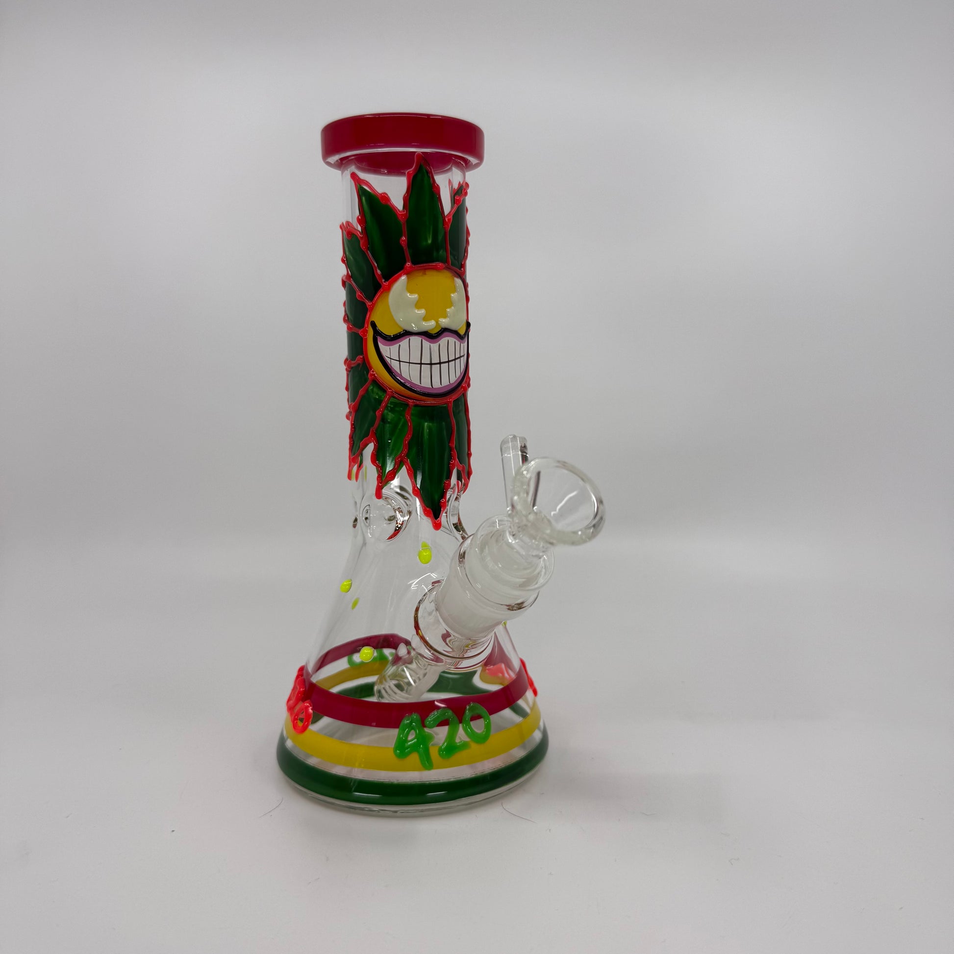8" Glow In Dark Multi Design Becker Bong with 3D ART - WP272 - RK Quality Glass
