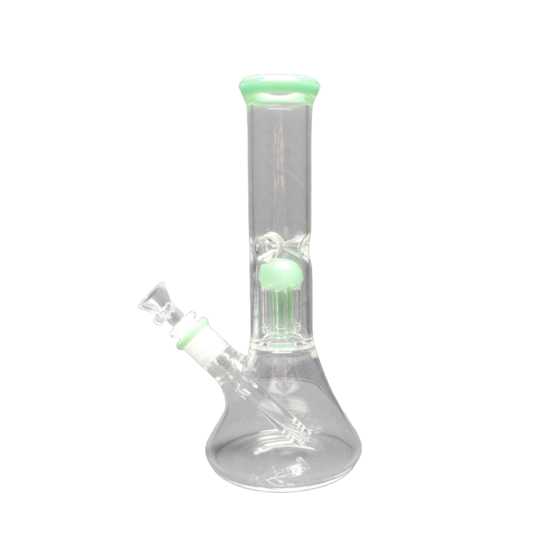 10 Inch Tree Perc Bong with Mint Accents - WP106 - RK Quality Glass