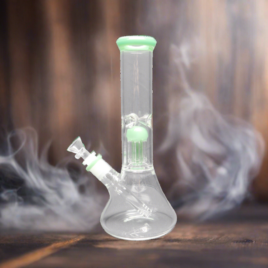 10 Inch Tree Perc Bong with Mint Accents - WP106 - RK Quality Glass