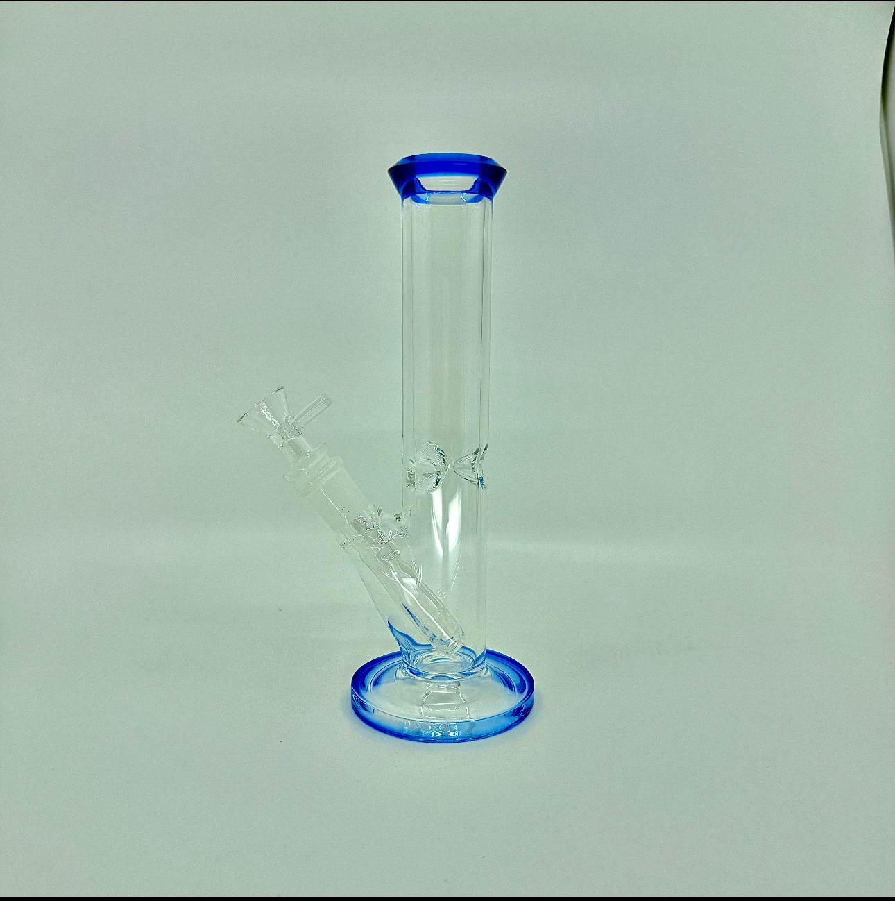 Crystal clear 9 inch Straight Water Bong With Color Mouth And Base - WP238 - RK Quality Glass