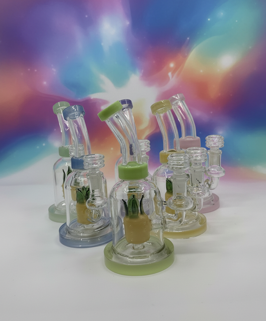 7” Pineapple Insert Bent Dab Rig - RK Quality Glass