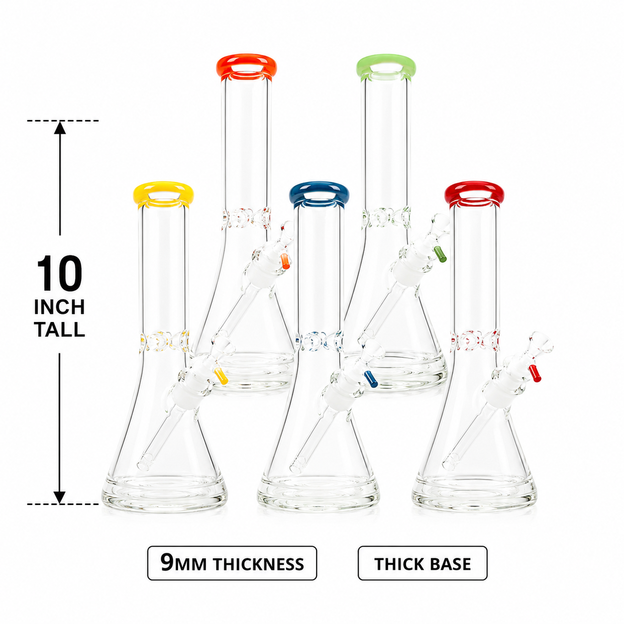 10 INCH 9mm AMERICAN COLOR MOUTH THICK BASE BECKER BONG