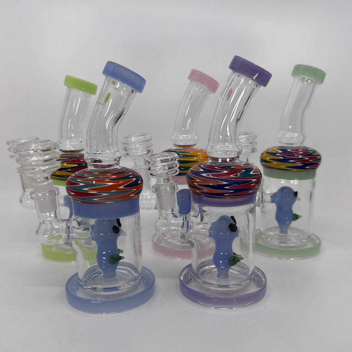 6” Cute Face Color Art Bent Dab Rig - WP275 - RK Quality Glass