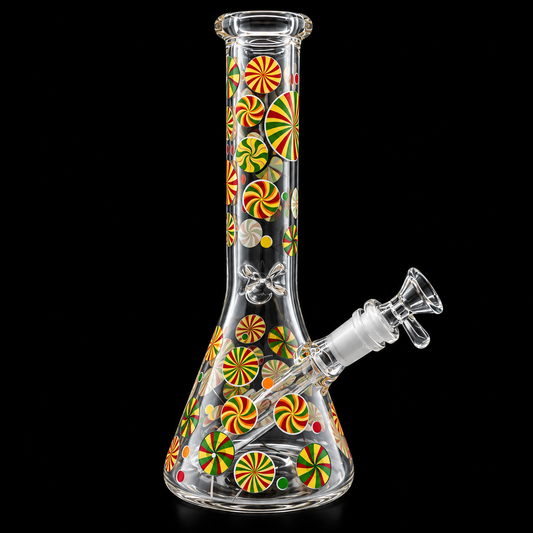 10 - Inch Colorful Candy Swirl Beaker Glass Bong