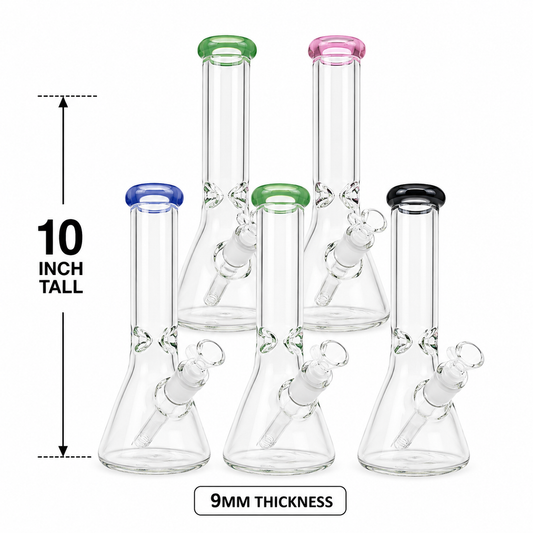 10" Heavy Duty Clear Borosilicate Glass Beaker Bong (9mm)