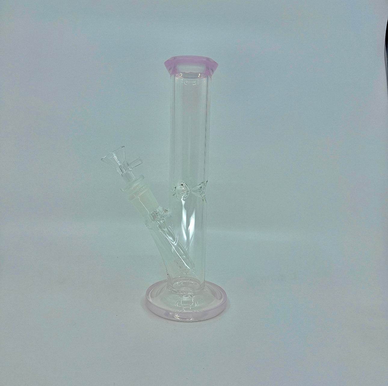 Crystal clear 9 inch Straight Water Bong With Color Mouth And Base - WP238 - RK Quality Glass