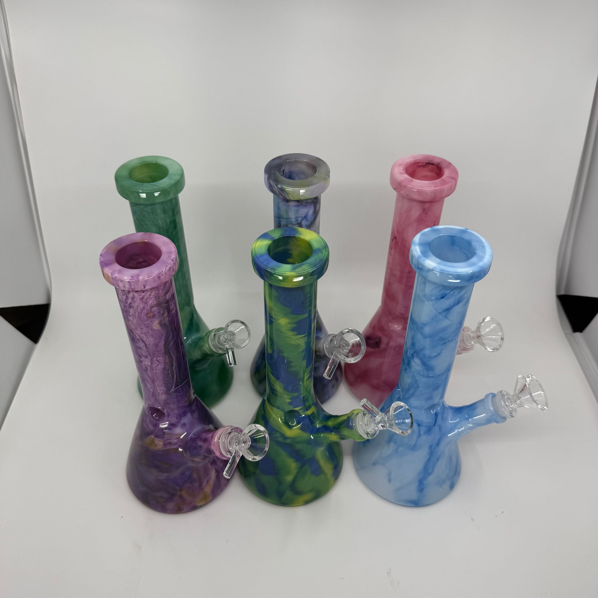 10" Multi-Color Ceramic Beaker Bong - WP270 - RK Quality Glass