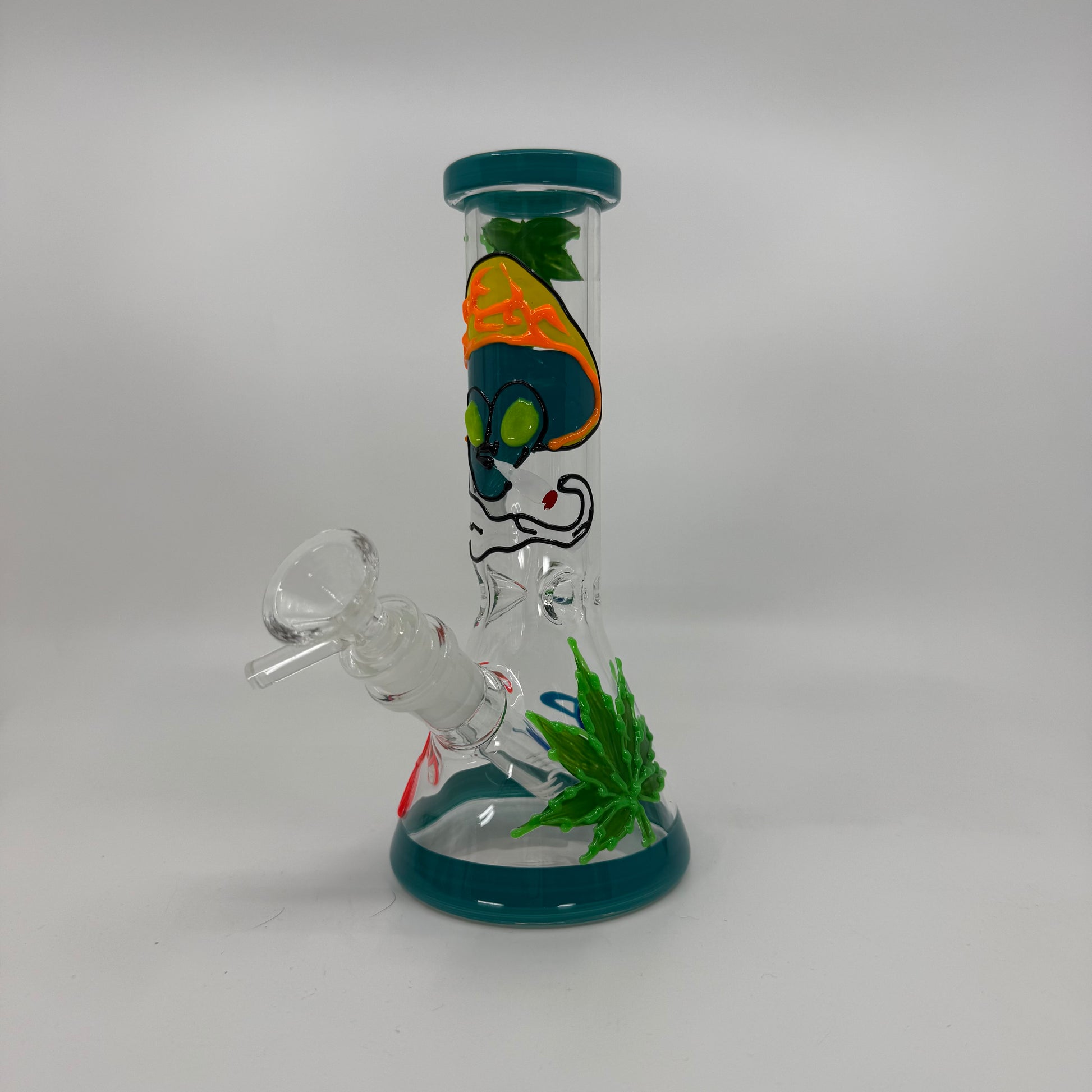 8" Glow In Dark Multi Design Becker Bong with 3D ART - WP272 - RK Quality Glass
