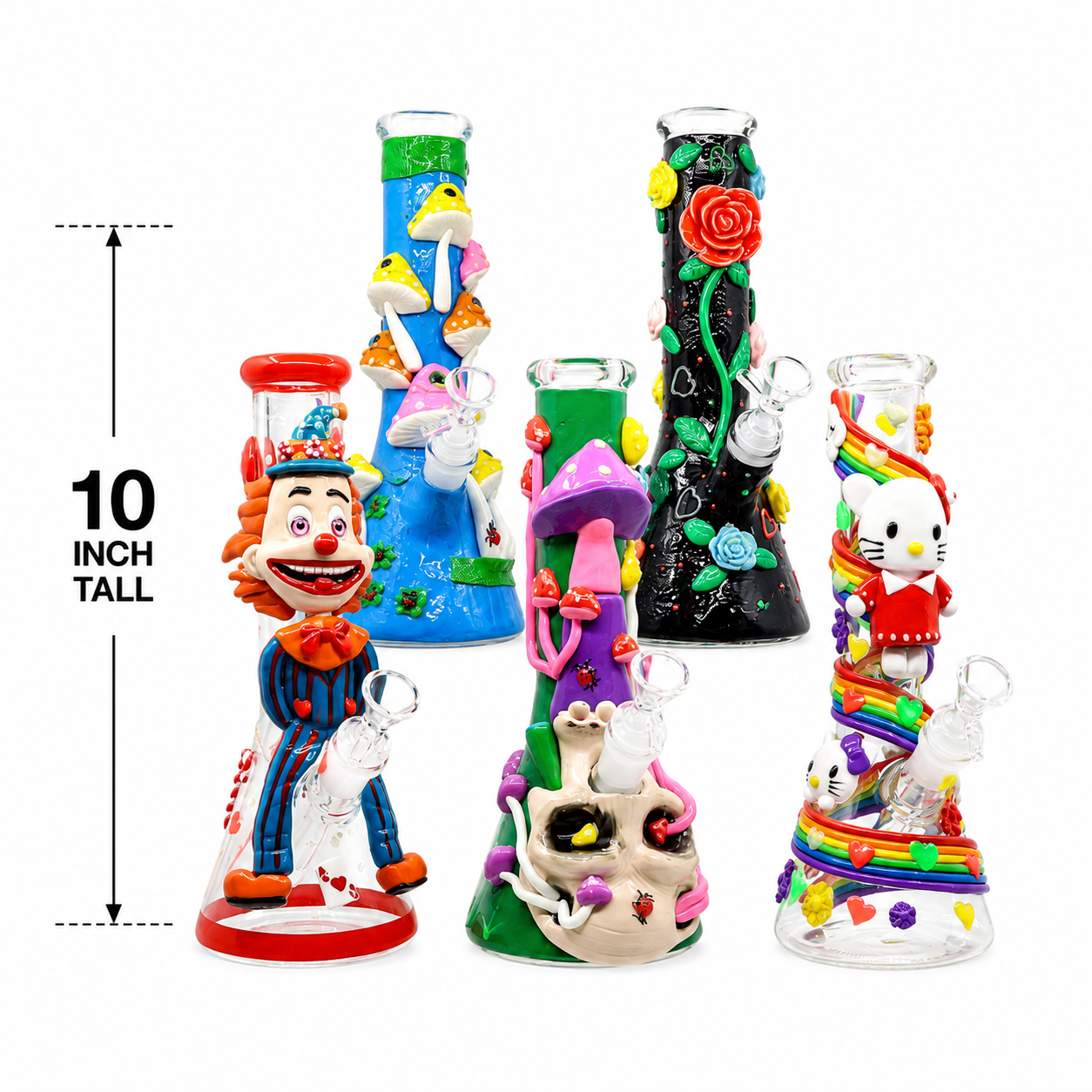 10 Inch Glow In The Dark Heady Beaker Bong Wholesale RK Quality Glass