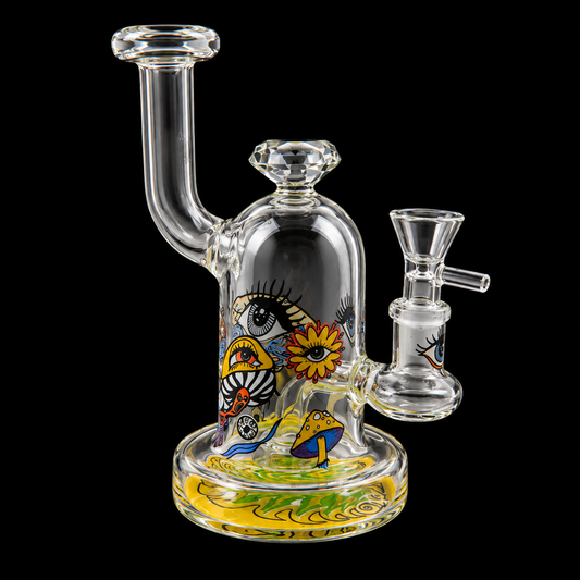 Psychedelic Mushroom & Eye Glass Dab Rig Wholesale RK Quality Glass