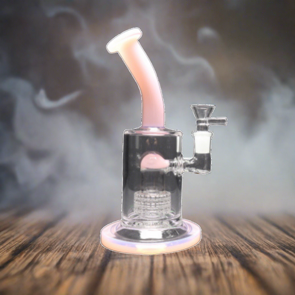 8" bent neck swiss shower head dab rig - WP124 - RK Quality Glass