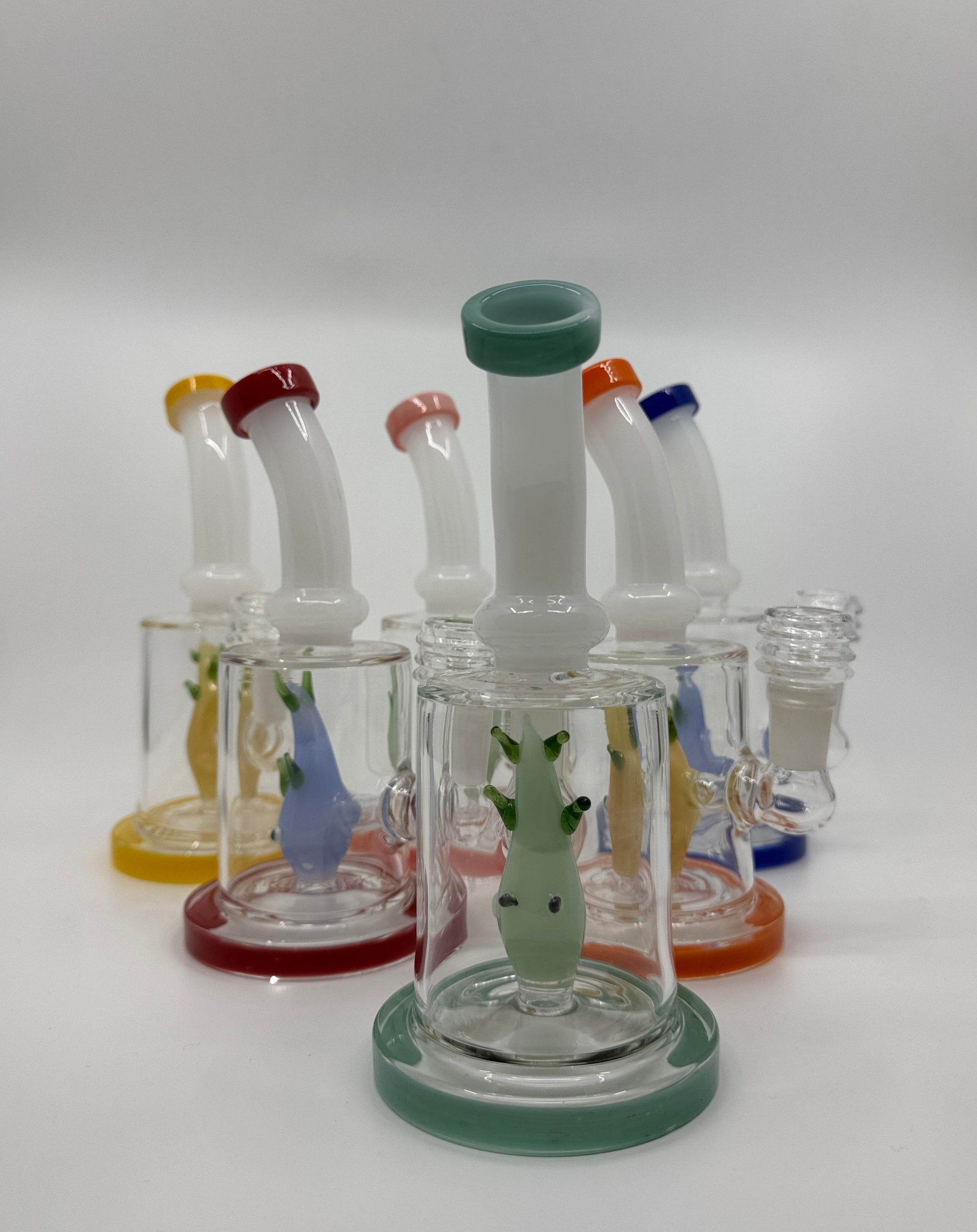 7” fish inserts bent dab rig - WP228 - RK Quality Glass
