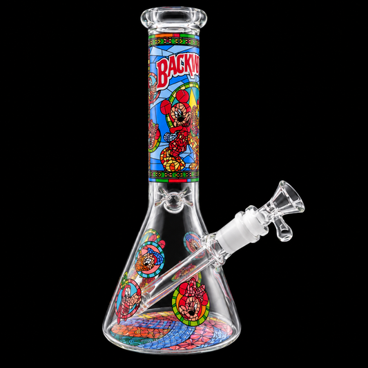 10 - Inch Colorful Stained Glass Character Beaker Base Glass Water Bong