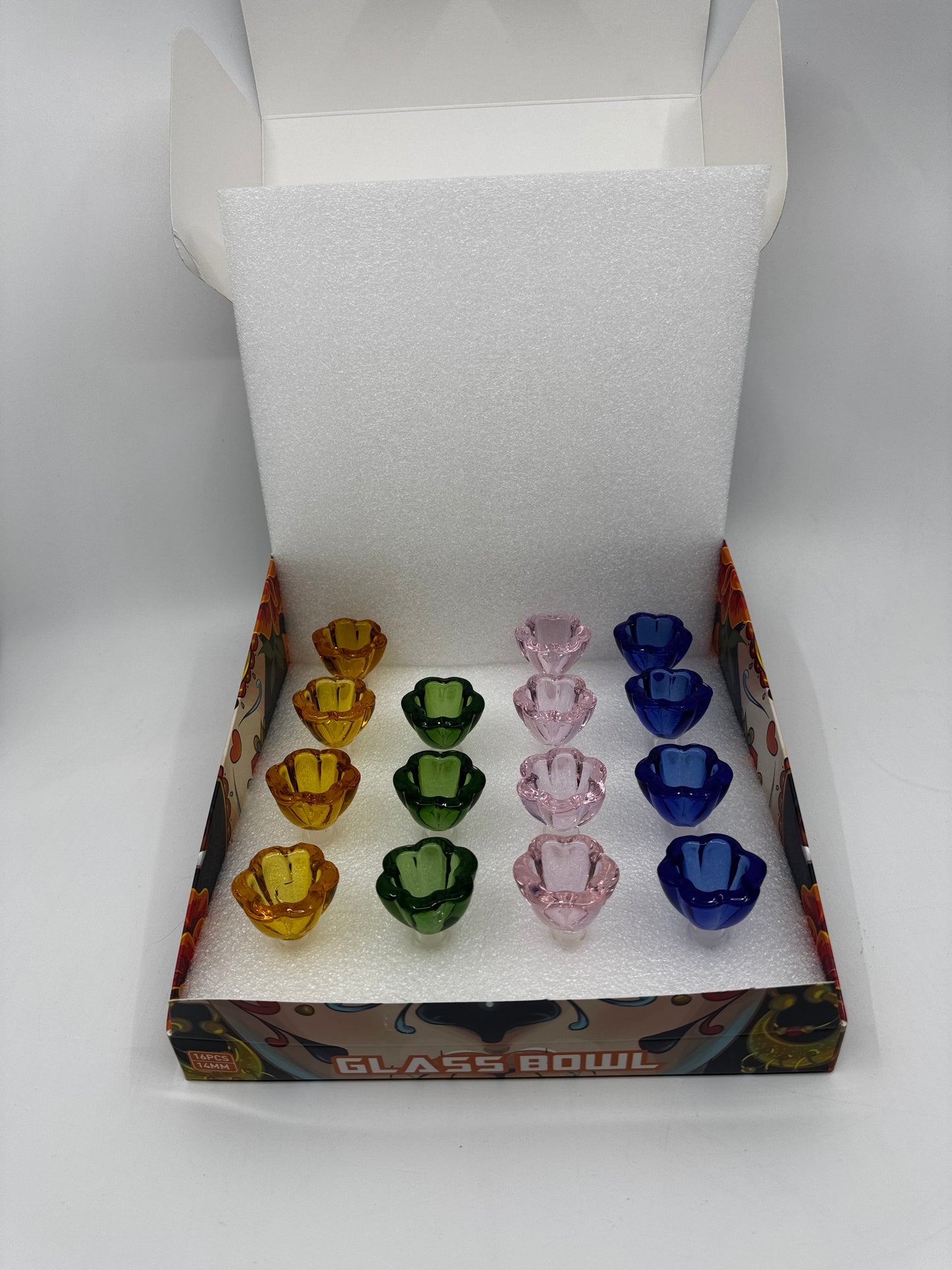 14mm color flower theam bowl per display