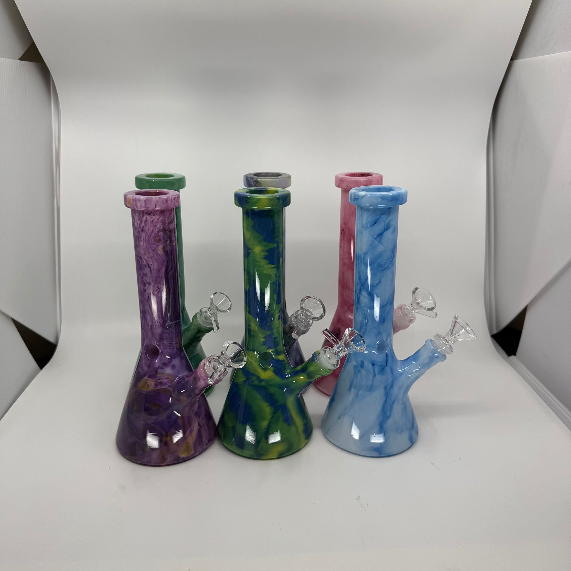 10" Multi-Color Ceramic Beaker Bong - WP270 - RK Quality Glass