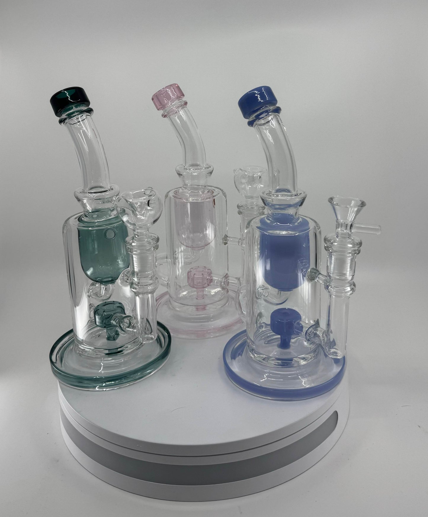 Double shower head bent dab rig - WP209 - RK Quality Glass