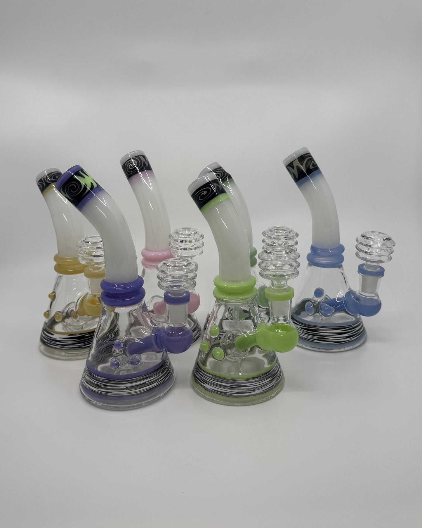 7" shower head bent neck color tube dab rig