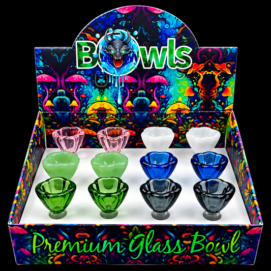 14mm Flower Theme Glass Bowl 12-Pack