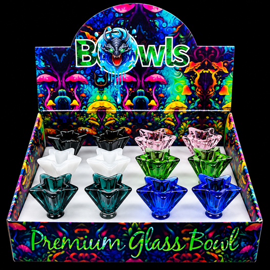 14M Star Color Glass Bowl - 12 Count Per Display
