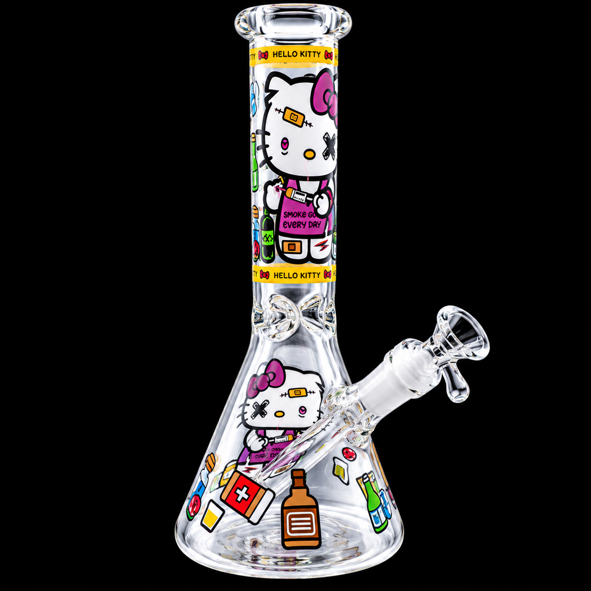 Cute Cartoon Cat Beaker Base Glass Water Bong