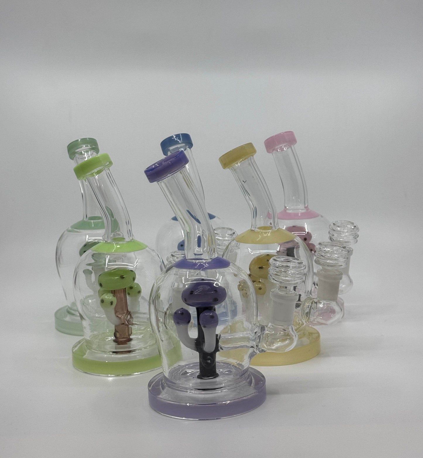 7” mushroom inserts bent dab rig - WP234 - RK Quality Glass