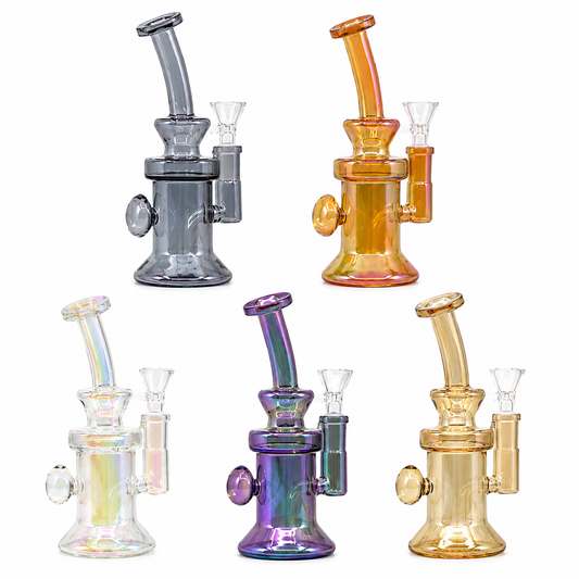 6-inch metallic diamond locket glass dab rig for concentrates