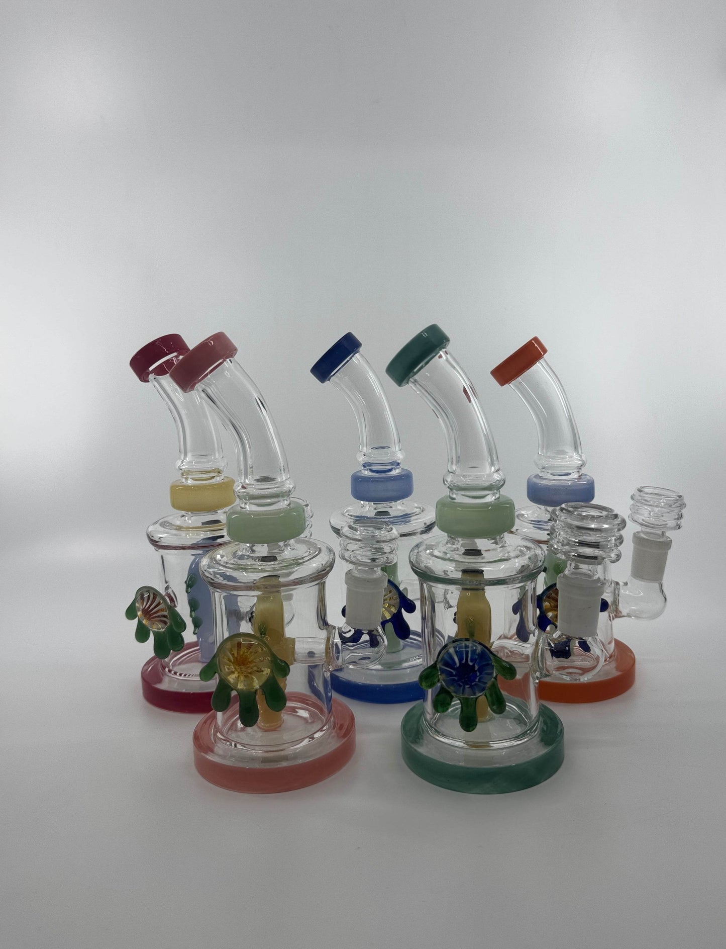 7” locket with fish inserts dab rig - WP245 - RK Quality Glass