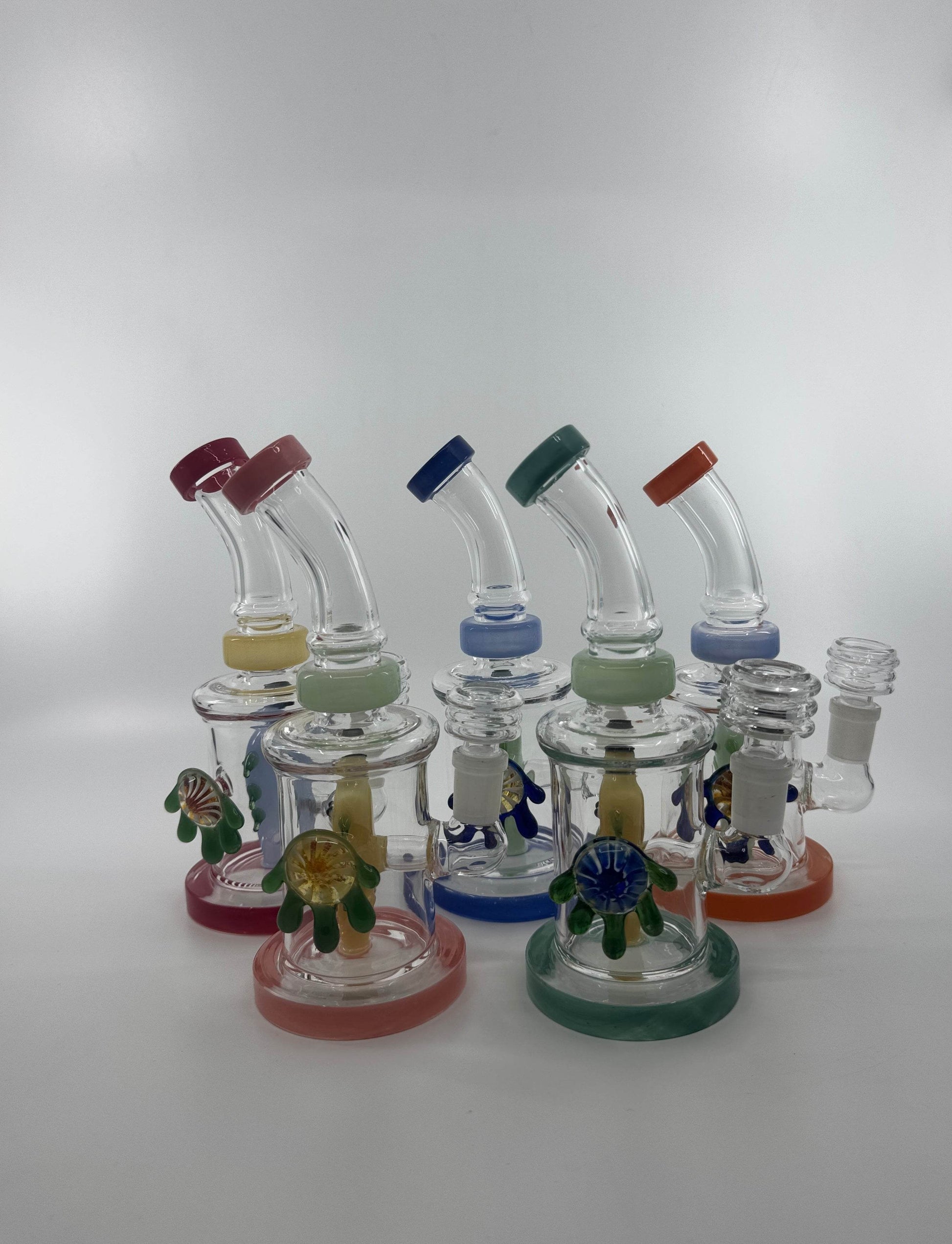 7” locket with fish inserts dab rig - WP245 - RK Quality Glass