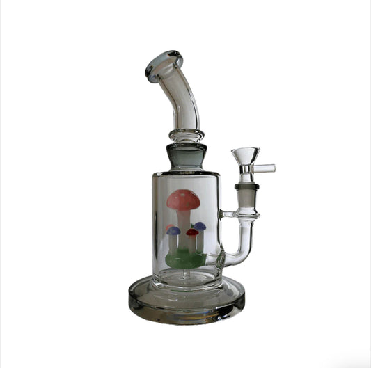 10” BENT NECK MUSHROOM PERC WATER PIPE BONG -WP187 - RK Quality Glass