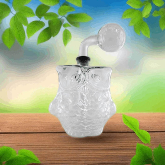 Owl face clear Oil burner - OB07 - RK Quality Glass