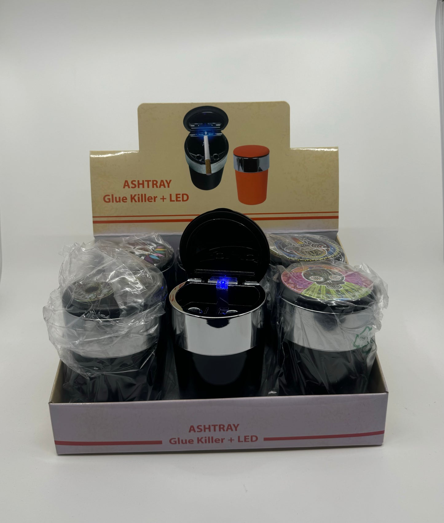 glue killer led ashtray (6 COUNT DISPLAY) RKQG 2040 - RK Quality Glass