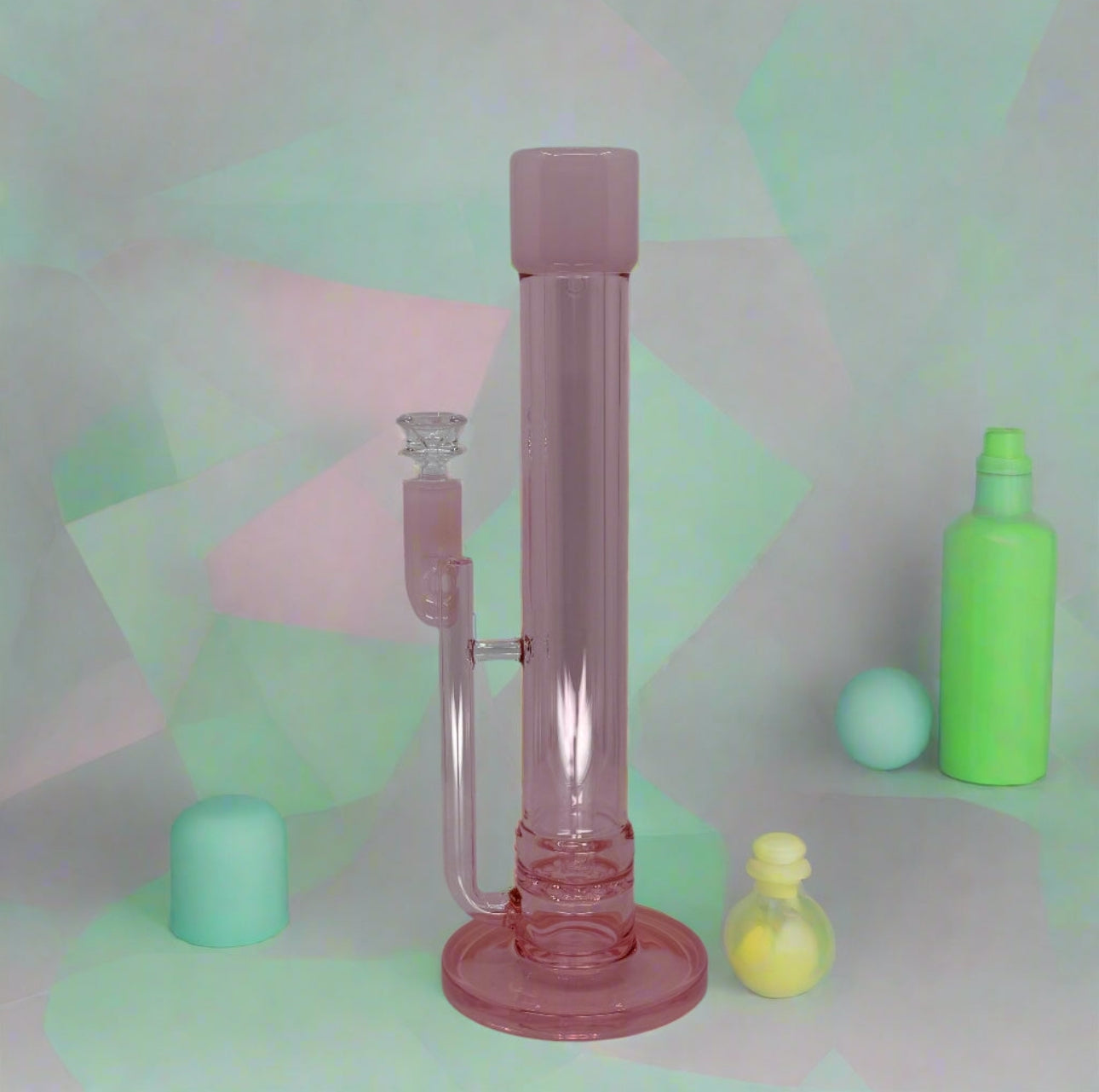 14" Metallic Double Tube In-line Straight Bong