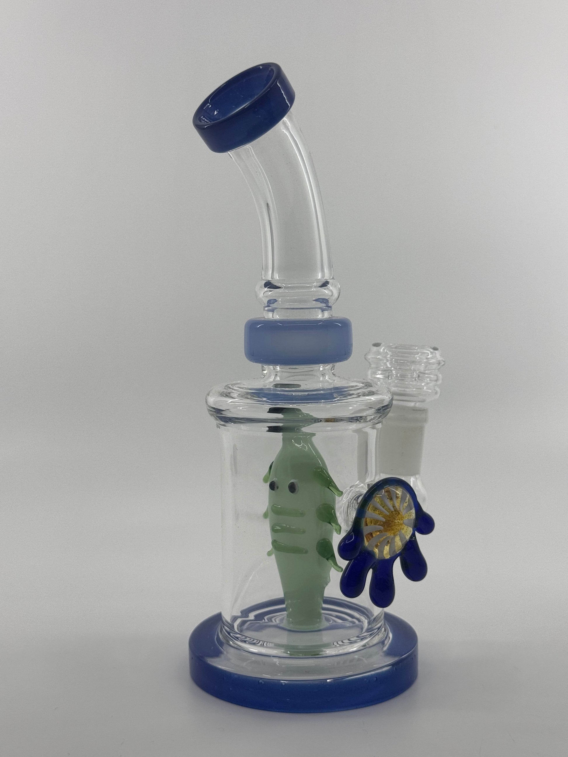 7” locket with fish inserts dab rig - WP245 - RK Quality Glass