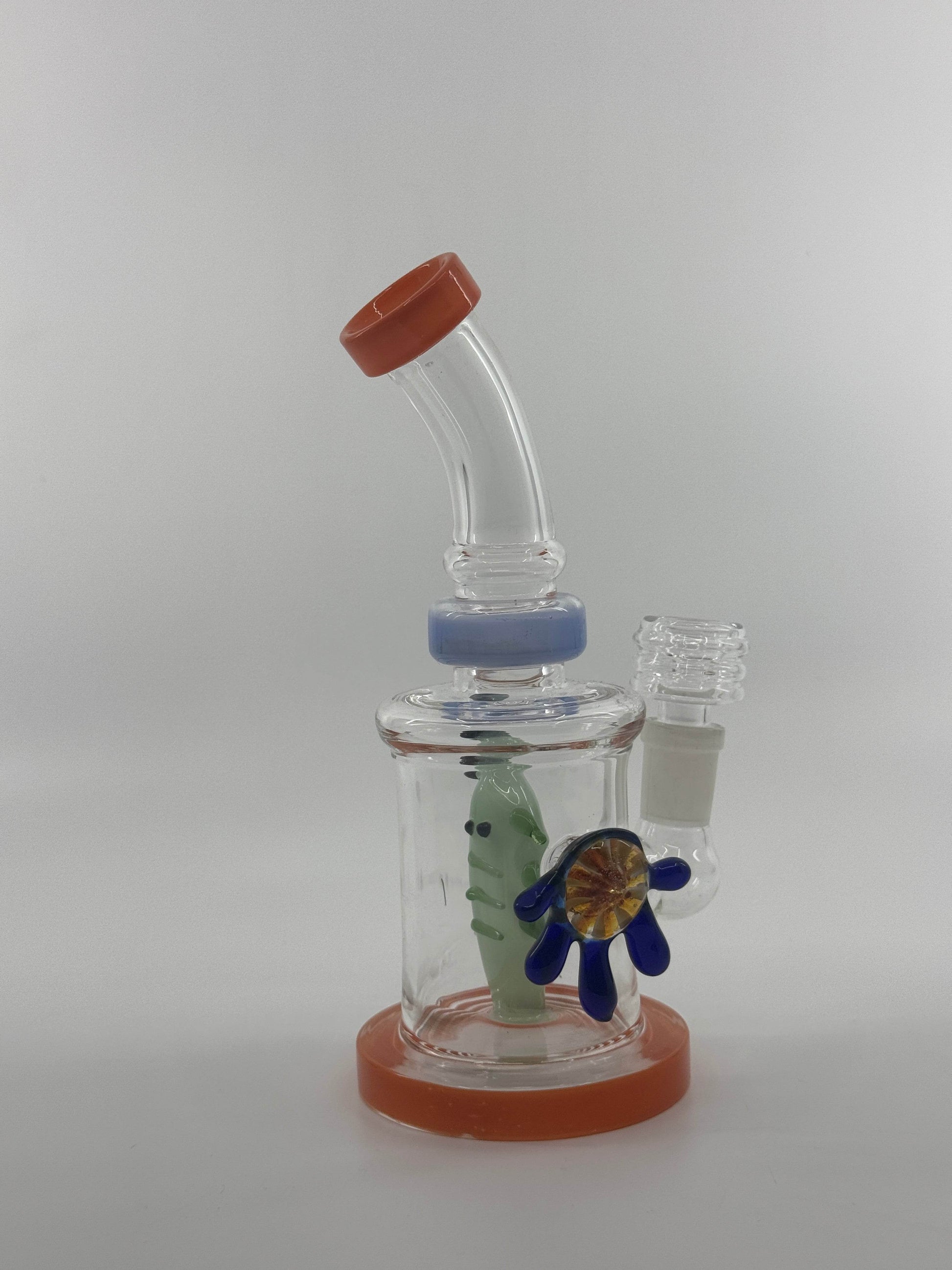 7” locket with fish inserts dab rig - WP245 - RK Quality Glass