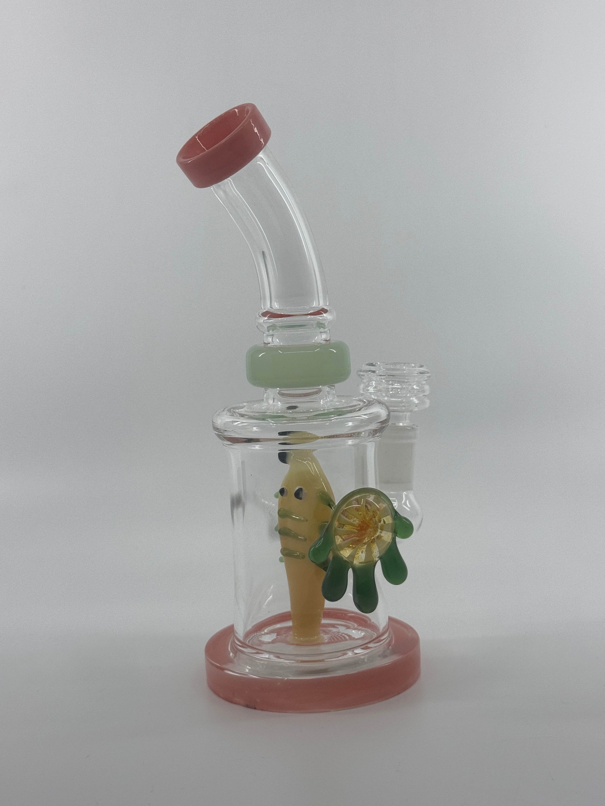 7” locket with fish inserts dab rig - WP245 - RK Quality Glass