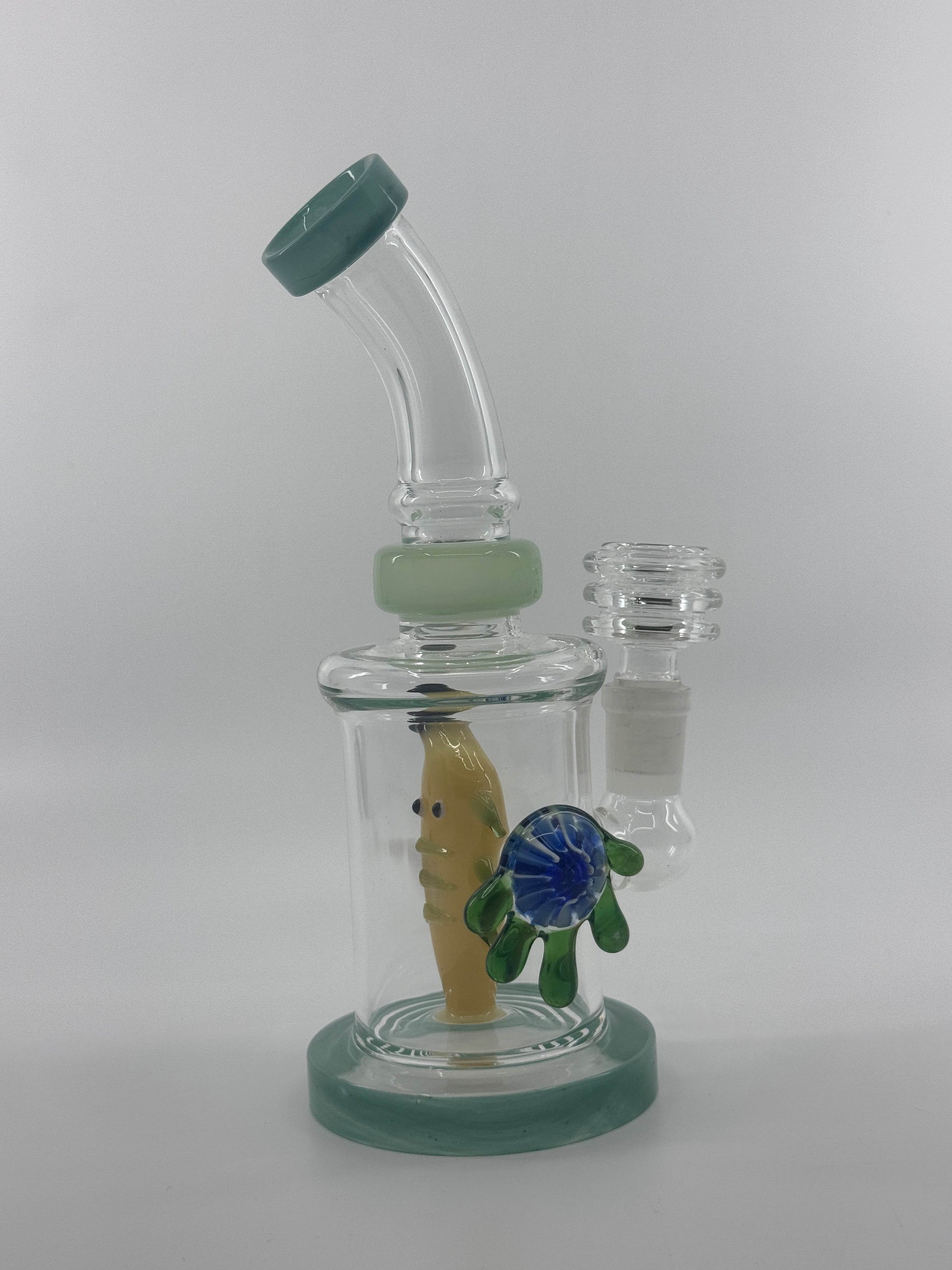 7” locket with fish inserts dab rig - WP245 - RK Quality Glass