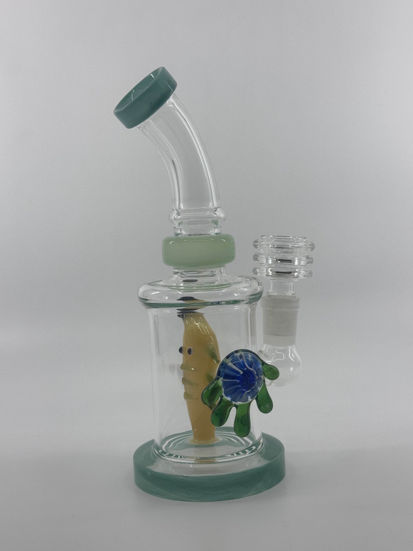 7” locket with fish inserts dab rig - WP245 - RK Quality Glass