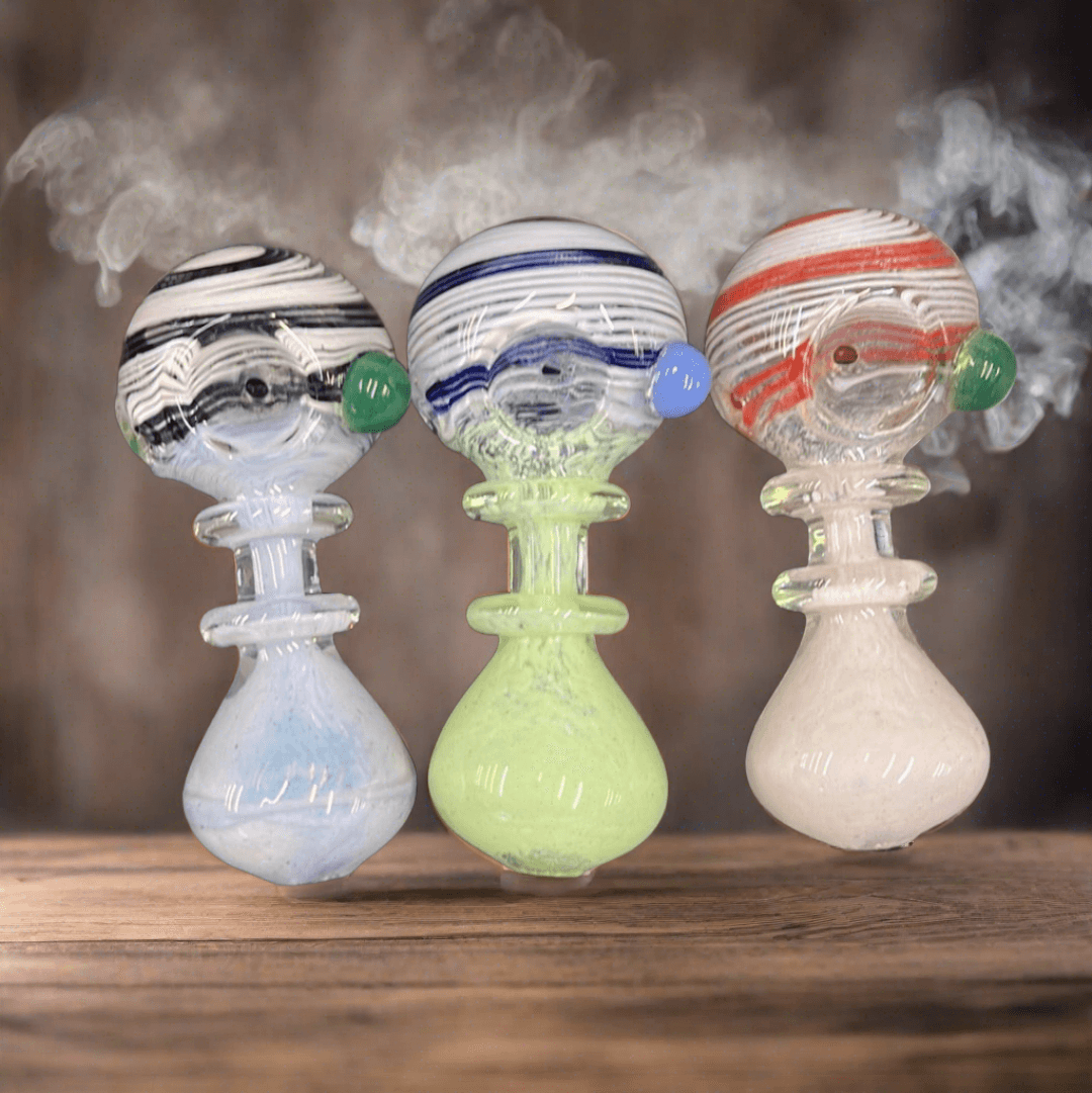 4.5” double rim slime frit spoon Hand pipe - HP1024 - RK Quality Glass