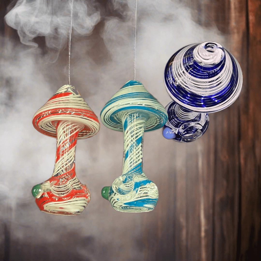 4.5” mushroom color twisting spoon Hand pipe - HP1025 - RK Quality Glass