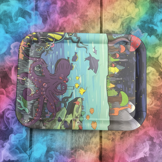 RK Quality Glass Large Bamboo Rolling Tray - Fun Designs