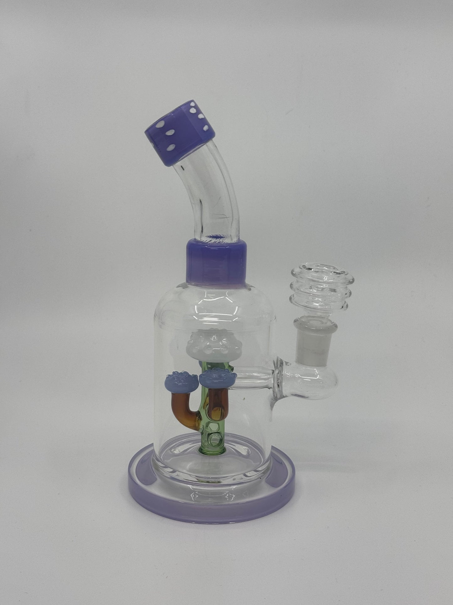 Clear glass water pipe with colorful tree percolator, perfect for any wholsell smokeshop site from rkqualityglass.com