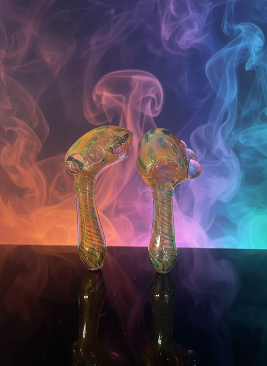 HP1041 6-inch gold fumed color changing glass hammer pipe