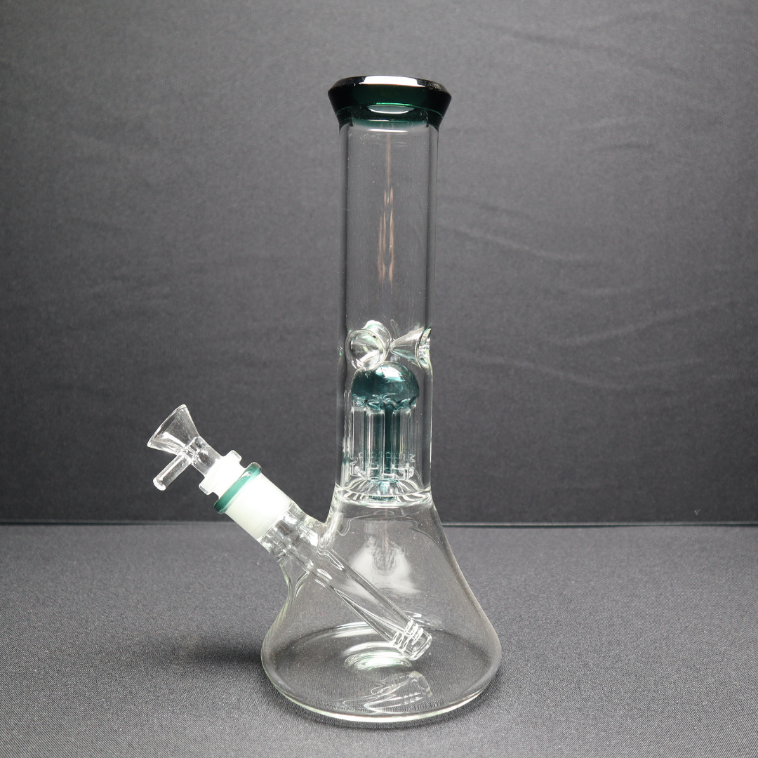 10 Inch Tree Perc Bong with Mint Accents - WP106 - RK Quality Glass