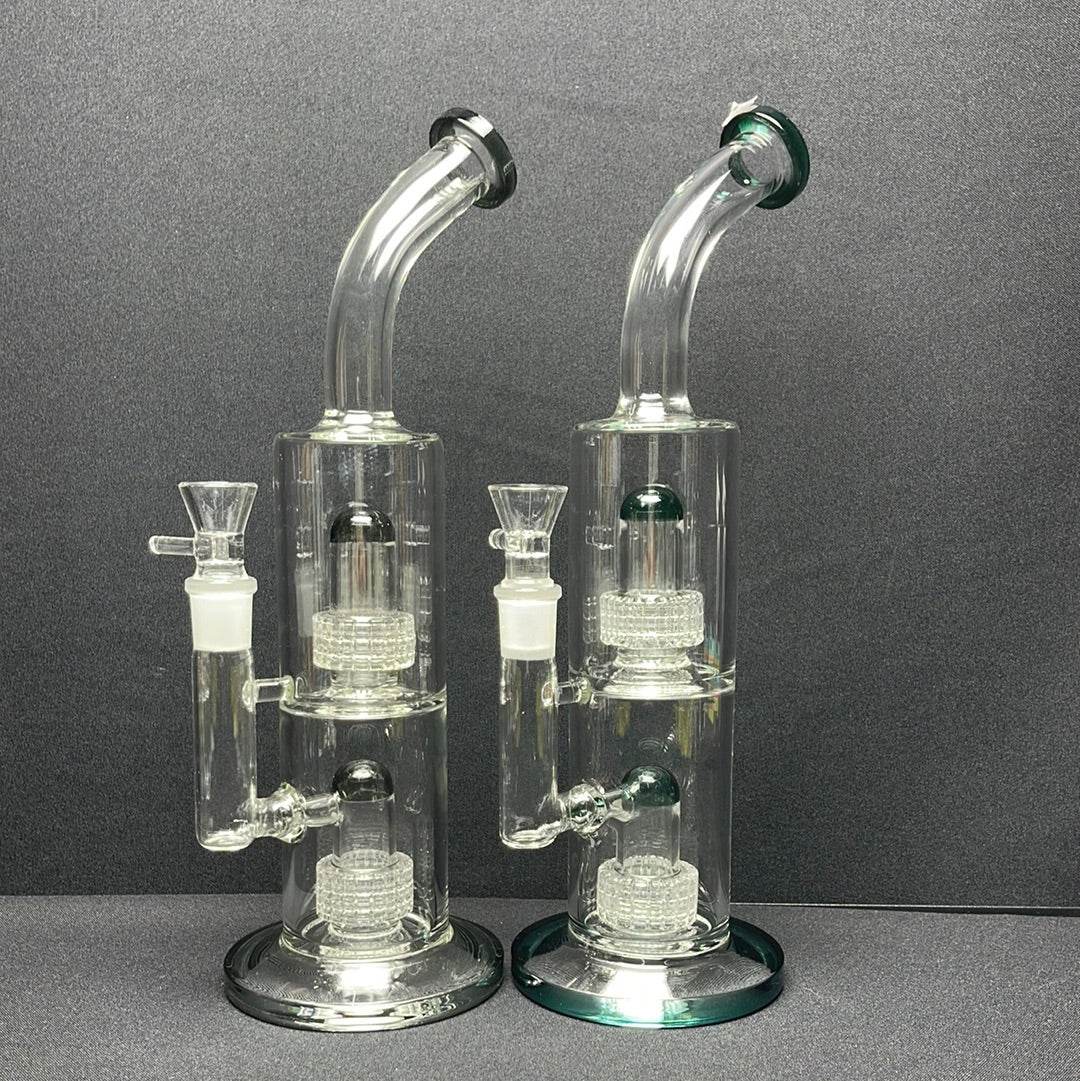 RK Quality Glass 14 Inch Double Showerhead Dab Rig - RK Quality Glass