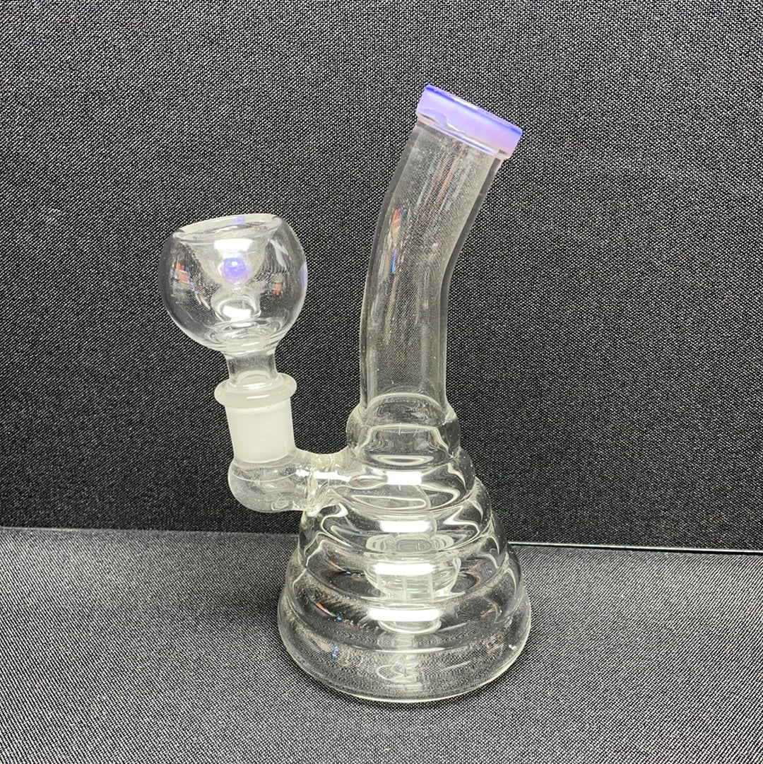 6 inch color glass mini rig featuring a unique design and bowl for convenient use