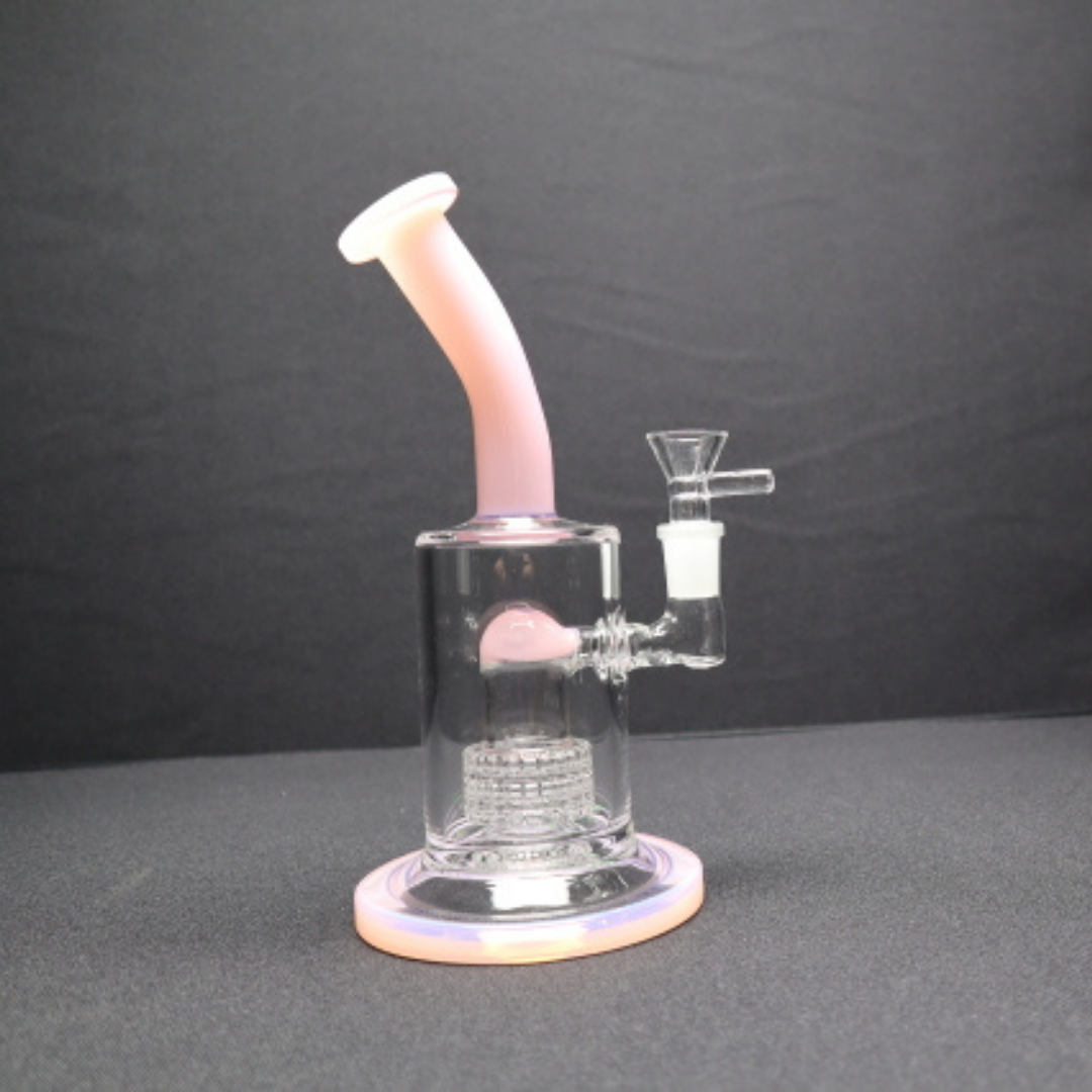 8" bent neck swiss shower head dab rig - WP124 - RK Quality Glass