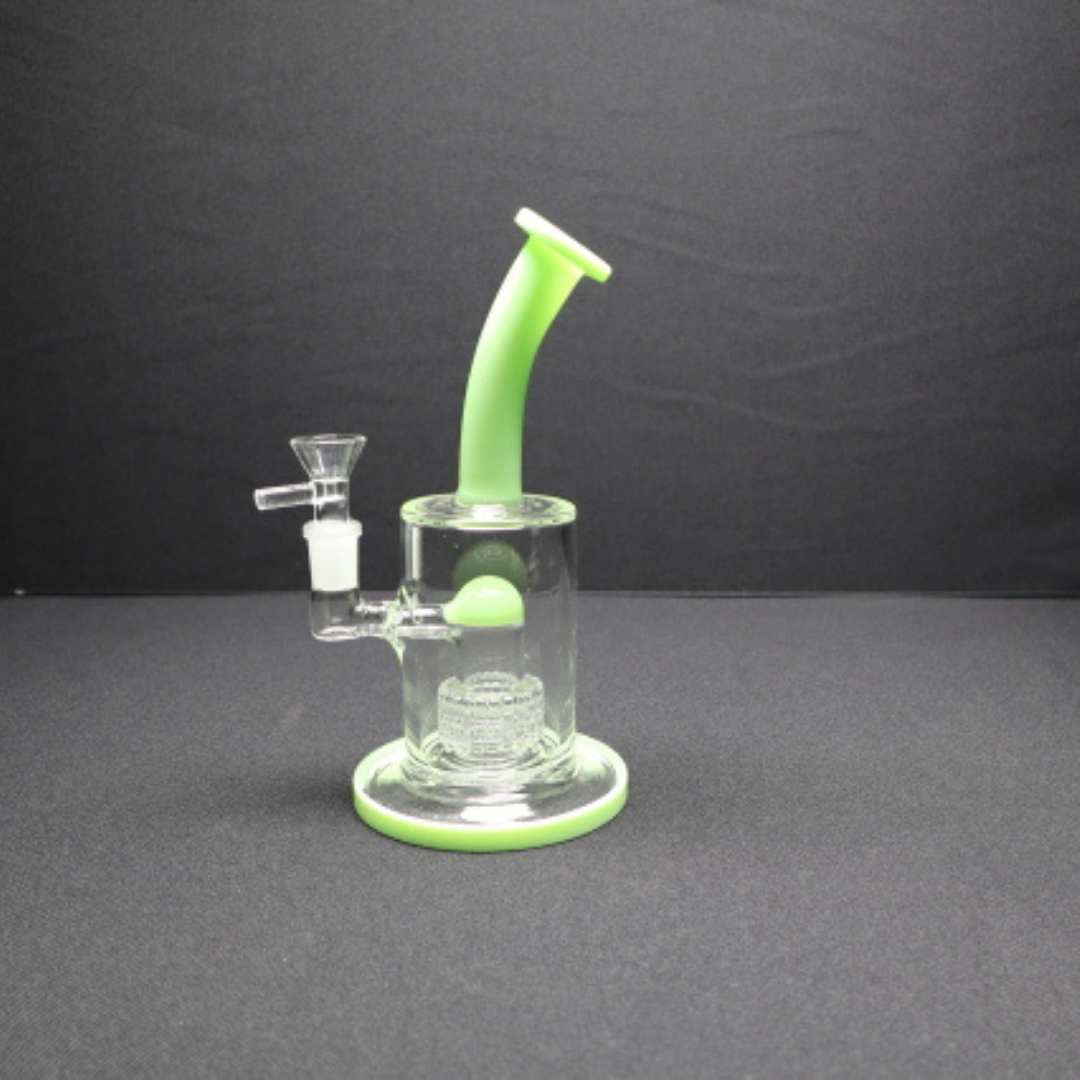 8" bent neck swiss shower head dab rig - WP124 - RK Quality Glass