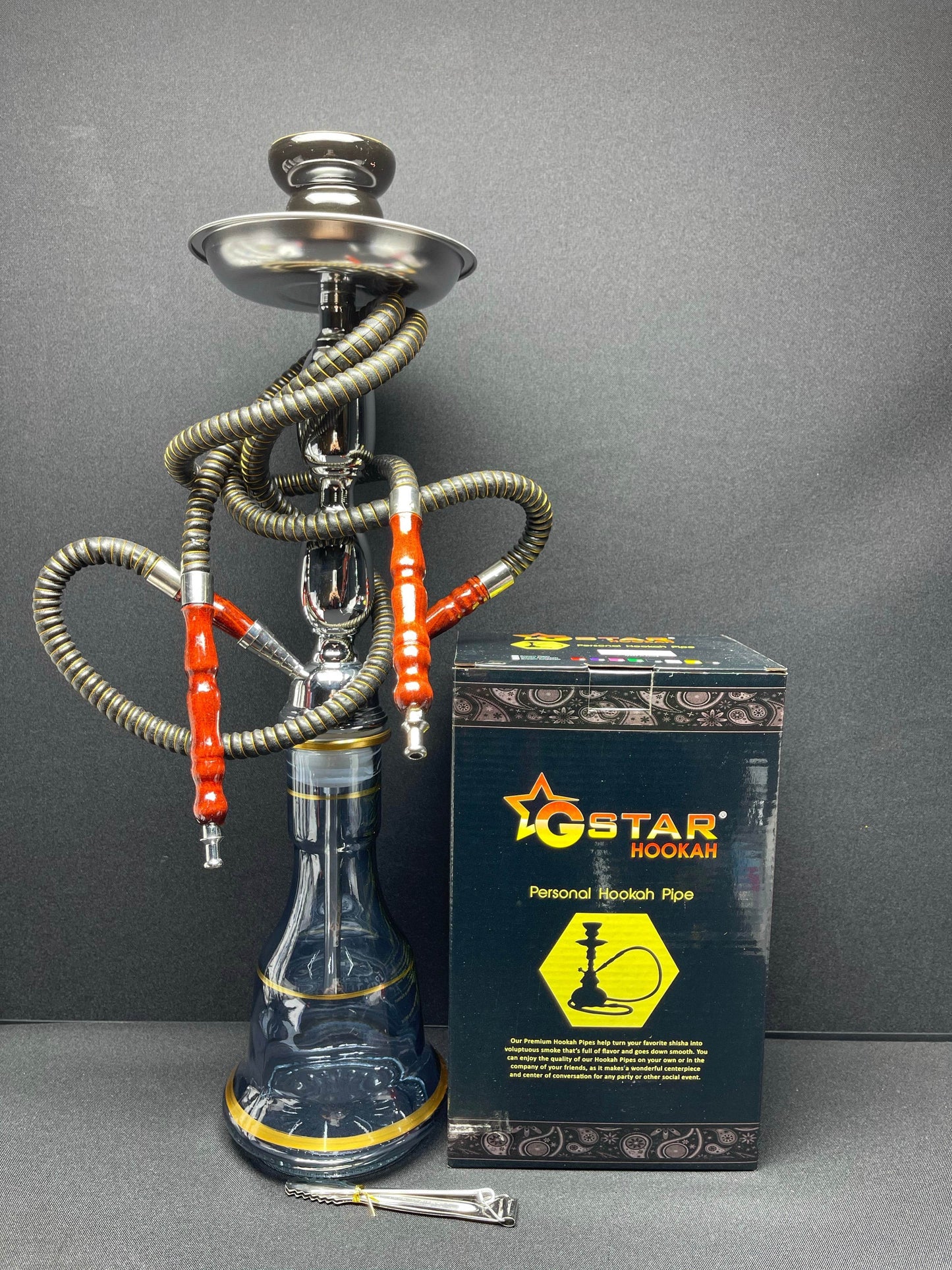 RK Quality Glass 18 Inch Glass Hookah with Dual Hoses - RK Quality Glass